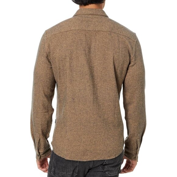 John Varvatos Men's Dario Brushed Melange LS Snap Front Pocket Overshirt Umber - Picture 3 of 4